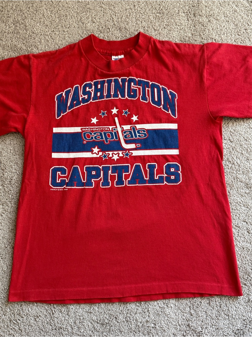 Vintage 1988 Washington Capitals NHL Hockey T Shirt Red USA Single Stitch 20x25